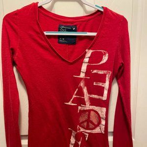 American Eagle Outfitters Y2k V-Neck Long sleeve Top